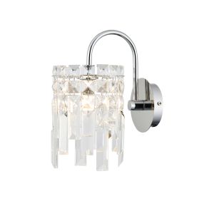 Areni Wall Light, 1 x G9, IP44, Polished Chrome/Crystal