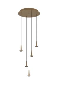 Andromeda 35cm Round Pendant (FRAME ONLY), 5 x 5W LED, 3000K, 2500lm, Gold, 3yrs Warranty