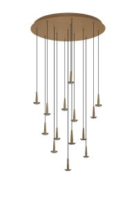 Andromeda 40cm Round Pendant (FRAME ONLY), 14 x 5W LED, 3000K, 7050lm, Gold, 3yrs Warranty
