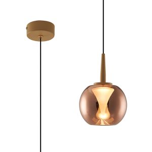 Andromeda Single Pendant, 5W LED, 3000K, 500lm, Gold/Copper/Frosted 3yrs Warranty