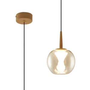 Andromeda Single Pendant, 5W LED, 3000K, 500lm, Gold/Amber/Frosted 3yrs Warranty