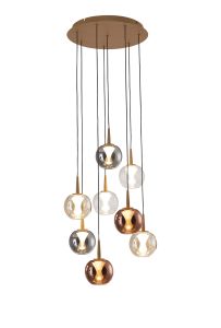 Andromeda 44cm Round Pendant, 8 x 5W LED, 3000K, 4000lm, Gold/Copper/Chrome/Amber/Clear/Frosted 3yrs Warranty
