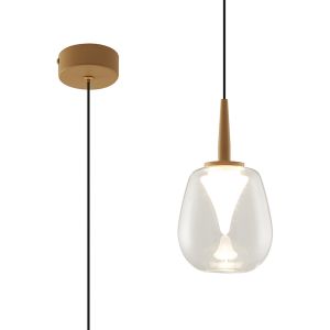 Andromeda Single Pendant, 5W LED, 3000K, 500lm, Gold/Clear/Frosted 3yrs Warranty