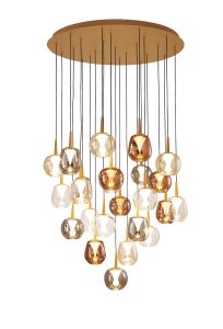 Andromeda 83cm Round Pendant, 24 x 5W LED, 3000K, 12050lm, Gold/Copper/Chrome/Amber/Clear/Frosted 3yrs Warranty
