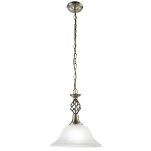 Endon ANTARA-AB Antara - Single Ceiling Light - Alabaster & Antique Brass 1 Light