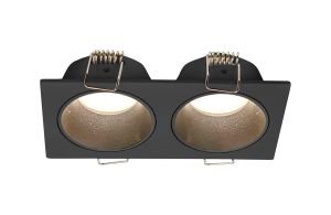 Antilla Recessed Downlight Rectangular, 2 x GU10 Mini (Max 12W), Cut Out: 100 x 50mm, Matt Black