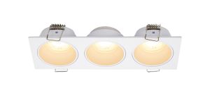Antilla Recessed Downlight Rectangular, 3 x GU10 Mini (Max 12W), Cut Out: 152 x 50mm, Matt White