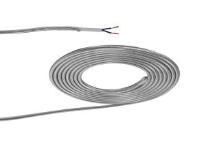 Briciole 25m Roll Silver Braided 2 Core 0.75mm Cable VDE Approved