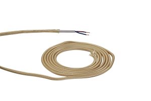 Briciole 25m Roll Gold Braided 2 Core 0.75mm Cable VDE Approved