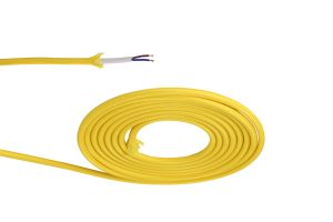 Briciole 25m Roll Yellow Braided 2 Core 0.75mm Cable VDE Approved