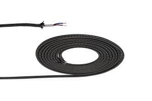 Briciole 25m Roll Black & White Spot Braided 2 Core 0.75mm Cable VDE Approved