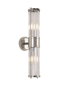 Lumbre 2 Light Crystal Wall Up & Down, E14, IP44, Polished Chrome/Clear Crystal