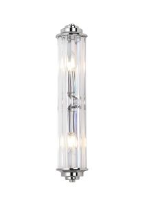 Lumbre 2 Light Crystal Wall, E14, IP44, Polished Chrome/Clear Crystal