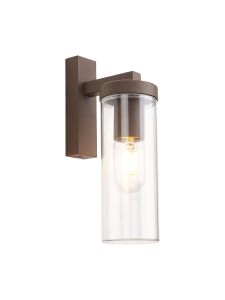 Veli Wall Lamp, 1 x E27, IP54, Dark Brown/Clear, 2yrs Warranty