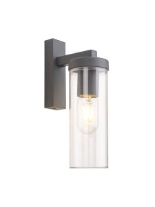 Veli Wall Lamp, 1 x E27, IP54, Dark Grey/Clear, 2yrs Warranty