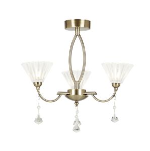 Endon ARKIN-3AB 3 Light Ceiling Fitting In Antique Brass With Clear & Frosted Glass 3 Light In Brass