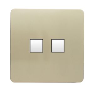 Trendi, Artistic Modern Twin PC Ethernet Cat 5&6 Data Outlet Champagne Gold Finish, BRITISH MADE, (35mm Back Box Required), 5yrs Warranty