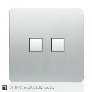 Trendi, Artistic Modern Twin PC Ethernet Cat 5&6 Data Outlet Silver Finish, BRITISH MADE, (35mm Back Box Required), 5yrs Warranty