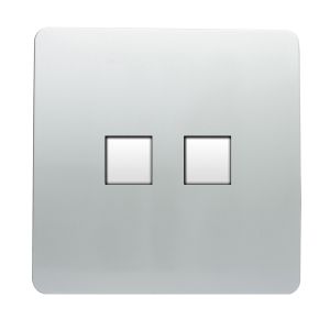 Trendi, Artistic Modern RJ11 Telephone & PC Ethernet Silver Finish, BRITISH MADE, (35mm Back Box Required), 5yrs Warranty