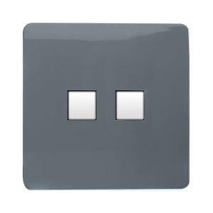 Trendi, Artistic Modern Twin PC Ethernet Cat 5&6 Data Outlet Warm Grey Finish, BRITISH MADE, (35mm Back Box Required), 5yrs Warranty