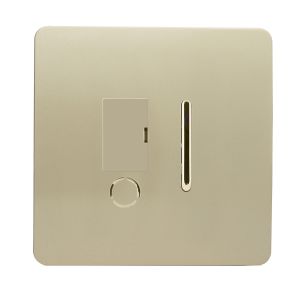 Trendi, Artistic Modern Switch Fused Spur 13A With Flex Outlet Champagne Gold Finish, BRITISH MADE, (35mm Back Box Required), 5yrs Warranty