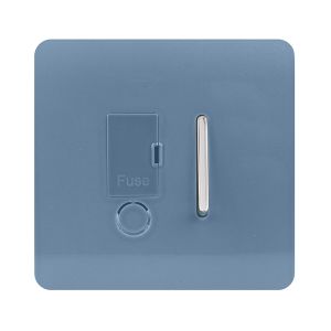 Trendi, Artistic Modern Switch Fused Spur 13A With Flex Outlet Sky Finish, BRITISH MADE, (35mm Back Box Required), 5yrs Warranty
