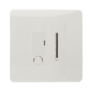 Trendi, Artistic Modern Switch Fused Spur 13A With Flex Outlet Ice White Finish, BRITISH MADE, (35mm Back Box Required), 5yrs Warranty