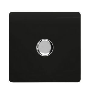 Trendi, Artistic Modern 1 Gang 1 Way LED Dimmer Switch 5-150W LED / 120W Tungsten, Gloss Black/Chrome Finish, (35mm Back Box Required), 5yrs Warranty