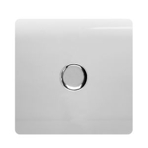 Trendi, Artistic Modern 1 Gang 1/2 Way LED Dimmer Switch 5-150W LED / 120W Tungsten, Ice White/Chrome Finish, (35mm Back Box Required), 5yrs Warranty