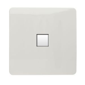 Trendi, Artistic Modern Single PC Ethernet Cat 5 & 6 Data Outlet Ice White Finish, BRITISH MADE, (35mm Back Box Required), 5yrs Warranty