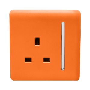 Trendi, Artistic Modern 1 Gang 13Amp Switched Socket Orange Finish, BRITISH MADE, (25mm Back Box Required), 5yrs Warranty