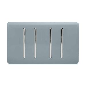 Trendi, Artistic Modern 4 Gang  (1x 2 Way 3x 3 Way Intermediate Twin Plate) Cool Grey, BRITISH MADE, (25mm Back Box Required), 5yrs Warranty