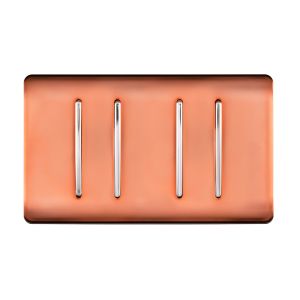 Trendi, Artistic Modern 4 Gang  (3x 2 Way 1x 3 Way Intermediate Twin Plate) Copper Finish, BRITISH MADE, (25mm Back Box Required), 5yrs Warranty