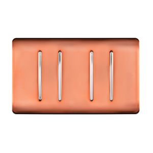 Trendi, Artistic Modern 4 Gang  (1x 2 Way 3x 3 Way Intermediate Twin Plate) Copper Finish, BRITISH MADE, (25mm Back Box Required), 5yrs Warranty