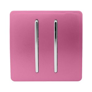 Trendi, Artistic Modern 2 Gang (1x2 Way, 1xIntermediate) 10 Amp Rocker Pink Finish, BRITISH MADE, (25mm Back Box Required), 5yrs Warranty