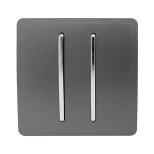 Trendi, Artistic Modern 2 Gang Doorbell Charcoal Finish, BRITISH MADE, (25mm Back Box Required), 5yrs Warranty