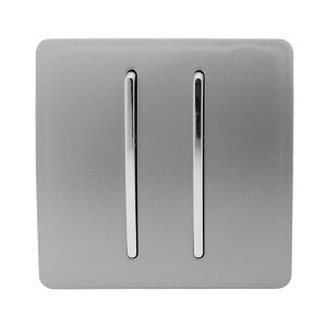 Trendi, Artistic Modern 2 Gang Doorbell Light Grey Finish, BRITISH MADE, (25mm Back Box Required), 5yrs Warranty