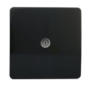 Trendi, Artistic Modern TV Co-Axial 1 Gang Gloss Black Finish, BRITISH MADE, (25mm Back Box Required), 5yrs Warranty