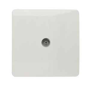 Trendi, Artistic Modern TV Co-Axial 1 Gang Ice White Finish, BRITISH MADE, (25mm Back Box Required), 5yrs Warranty