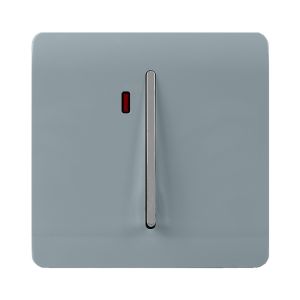 Trendi, Artistic Modern 20 Amp Neon Insert Double Pole Switch Cool Grey Finish, BRITISH MADE, (25mm Back Box Required), 5yrs Warranty