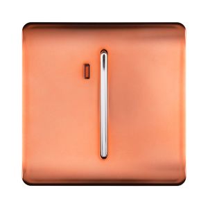 Trendi, Artistic Modern 20 Amp Neon Insert Double Pole Switch Copper Finish, BRITISH MADE, (25mm Back Box Required), 5yrs Warranty