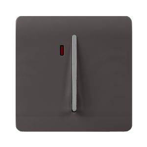 Trendi, Artistic Modern 20 Amp Neon Insert Double Pole Switch Dark Brown Finish, BRITISH MADE, (25mm Back Box Required), 5yrs Warranty