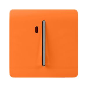 Trendi, Artistic Modern 20 Amp Neon Insert Double Pole Switch Orange Finish, BRITISH MADE, (25mm Back Box Required), 5yrs Warranty