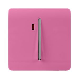 Trendi, Artistic Modern 20 Amp Neon Insert Double Pole Switch Pink Finish, BRITISH MADE, (25mm Back Box Required), 5yrs Warranty