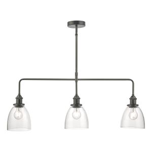 Arvin 3lt Bar Pendant Antique Chrome & Glass Finish