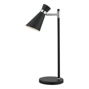 Ashworth 1 Light E14 Matt Black With Polished Chrome Adjustable Desk Lamp With Inline Switch