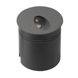 Aspen Recessed Wall Lamp Round Angle, 3W LED, 3000K, 210lm, IP65, Anthracite, Cut Out: 72mm, Driver Included, 3yrs Warranty