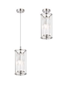 Munito IP 15cm Pendant/Semi Flush, 1 x G9, IP44, Polished Nickel / Clear