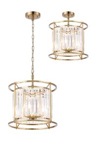 Munito IP 36cm Pendant / Semi Ceiling Convertible, 3 x G9, IP44, Gold / Clear (6LT229D)