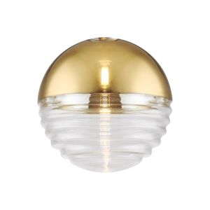 Fiorella 15cm Two-Tone Round Spiral Glass Shade (A), Gold/Clear